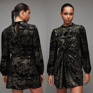 All Saints Star Printed Velvet Mini Dress
